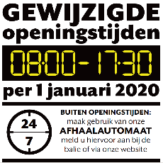 Gewijzigde openingstijden